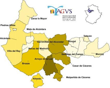 Municipios agrupados en TAGUS